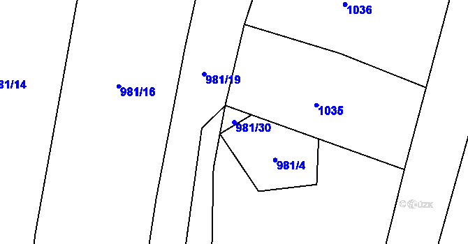 Parcela st. 981/30 v KÚ Pyšel, Katastrální mapa