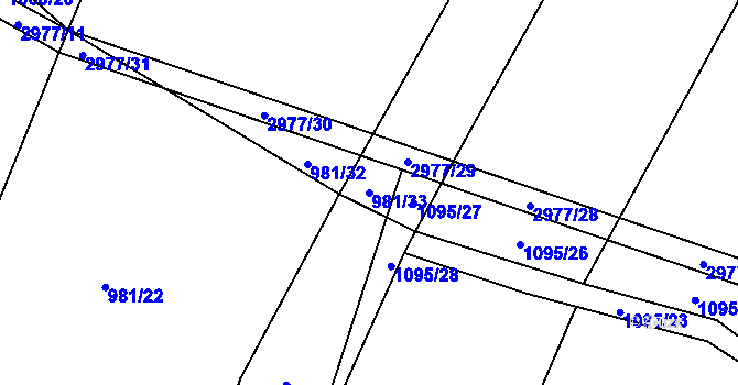Parcela st. 981/33 v KÚ Pyšel, Katastrální mapa