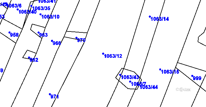 Parcela st. 1063/12 v KÚ Pyšel, Katastrální mapa