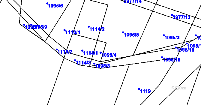 Parcela st. 1095/4 v KÚ Pyšel, Katastrální mapa