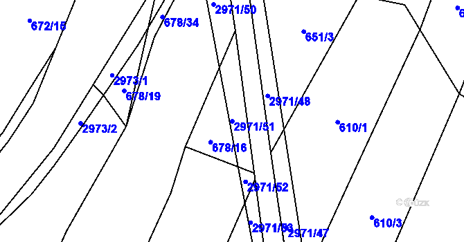 Parcela st. 2971/51 v KÚ Pyšel, Katastrální mapa