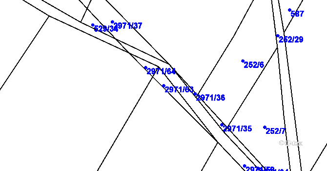 Parcela st. 2971/63 v KÚ Pyšel, Katastrální mapa