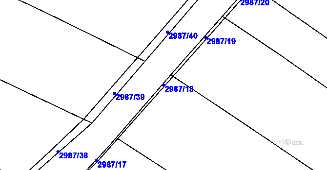 Parcela st. 2987/18 v KÚ Pyšel, Katastrální mapa