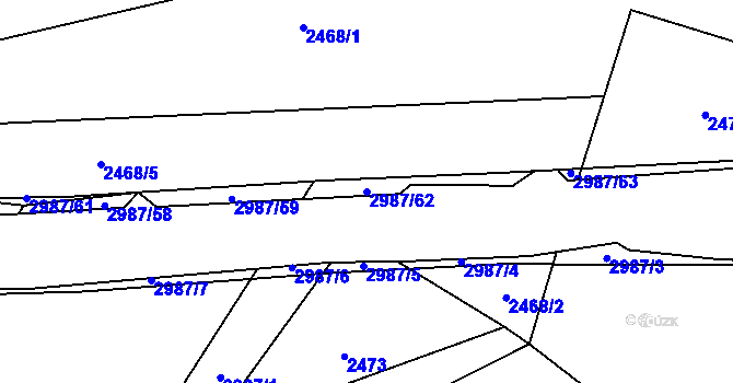 Parcela st. 2987/62 v KÚ Pyšel, Katastrální mapa