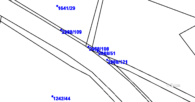 Parcela st. 2988/51 v KÚ Pyšel, Katastrální mapa