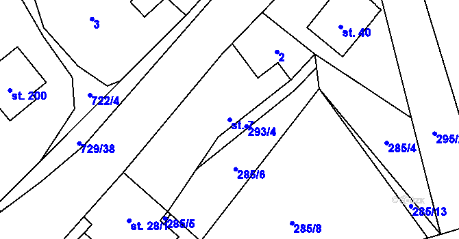 Parcela st. 7 v KÚ Vaneč, Katastrální mapa