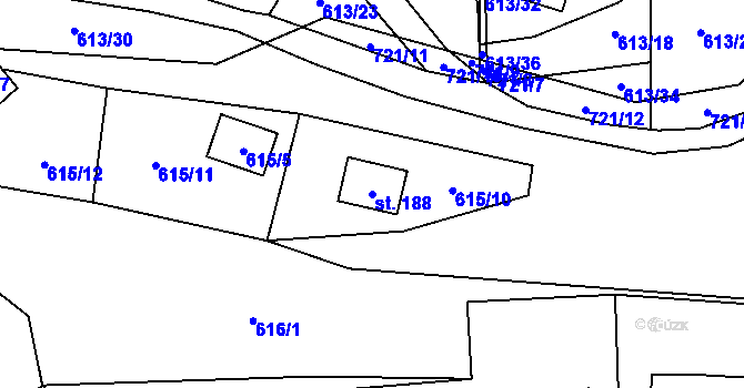 Parcela st. 188 v KÚ Vaneč, Katastrální mapa