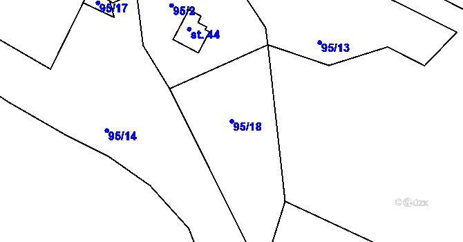 Parcela st. 95/18 v KÚ Vaneč, Katastrální mapa