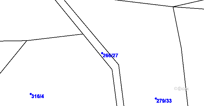 Parcela st. 266/27 v KÚ Vaneč, Katastrální mapa