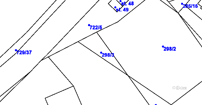Parcela st. 298/3 v KÚ Vaneč, Katastrální mapa