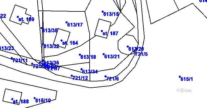 Parcela st. 613/21 v KÚ Vaneč, Katastrální mapa