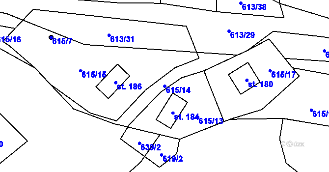 Parcela st. 615/14 v KÚ Vaneč, Katastrální mapa