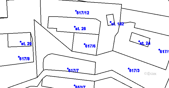 Parcela st. 617/6 v KÚ Vaneč, Katastrální mapa