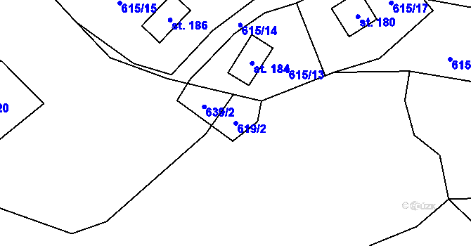 Parcela st. 619/2 v KÚ Vaneč, Katastrální mapa