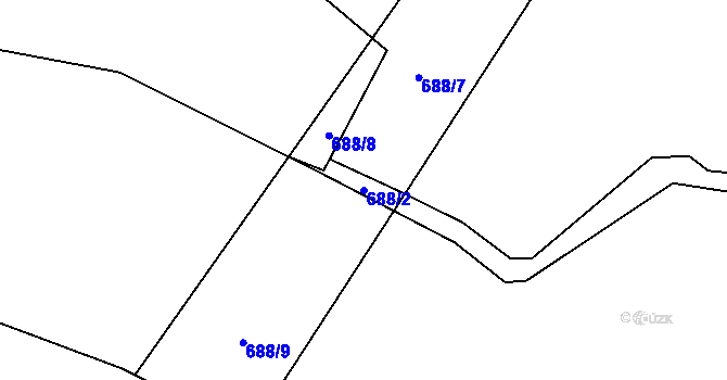 Parcela st. 688/2 v KÚ Vaneč, Katastrální mapa