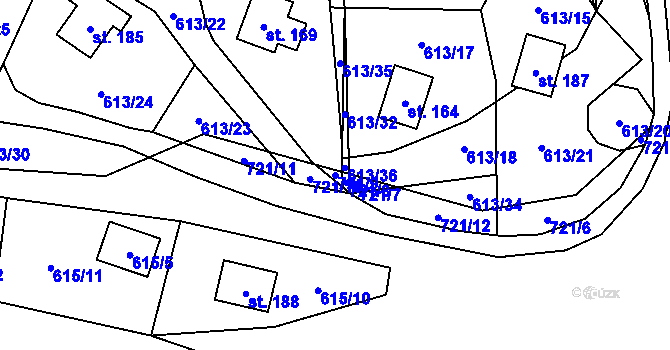 Parcela st. 721/9 v KÚ Vaneč, Katastrální mapa
