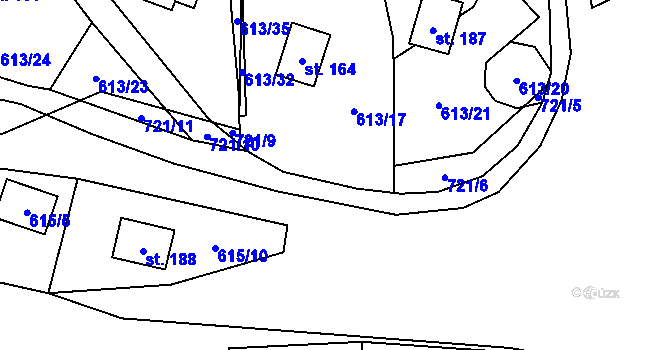Parcela st. 721/12 v KÚ Vaneč, Katastrální mapa
