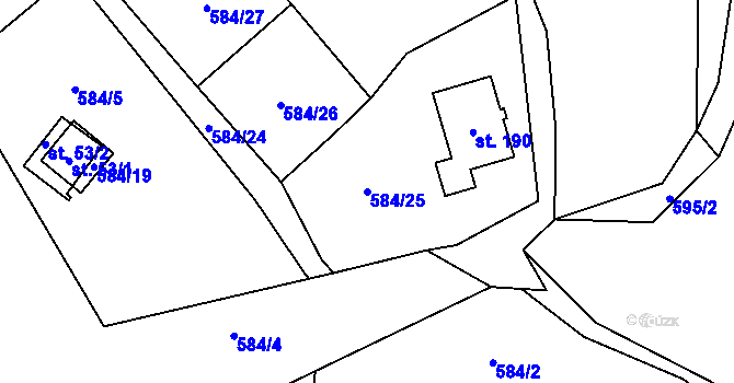 Parcela st. 584/25 v KÚ Vaneč, Katastrální mapa