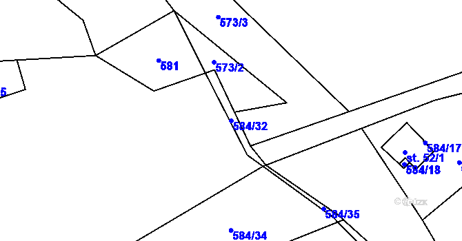 Parcela st. 584/32 v KÚ Vaneč, Katastrální mapa