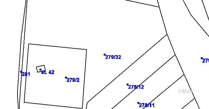 Parcela st. 279/32 v KÚ Vaneč, Katastrální mapa