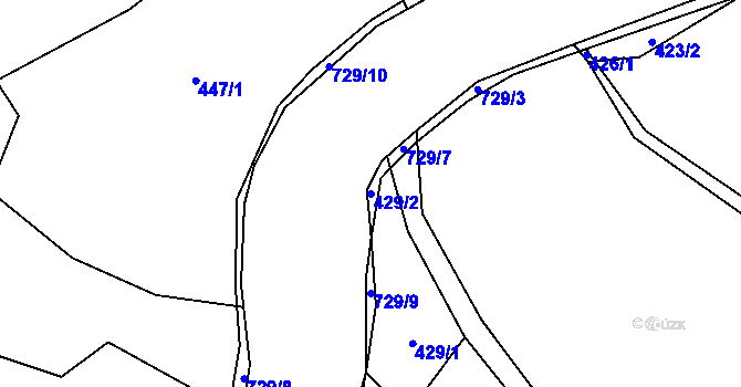 Parcela st. 429/2 v KÚ Vaneč, Katastrální mapa