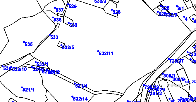 Parcela st. 532/11 v KÚ Vaneč, Katastrální mapa