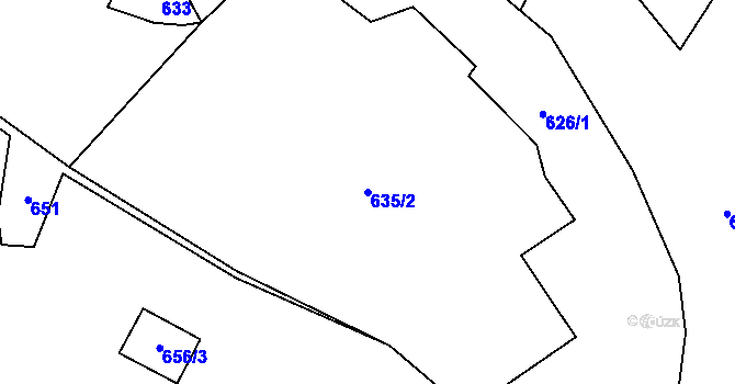 Parcela st. 635/2 v KÚ Vaneč, Katastrální mapa