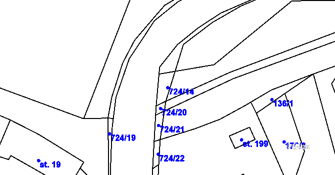 Parcela st. 724/14 v KÚ Vaneč, Katastrální mapa