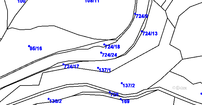 Parcela st. 724/24 v KÚ Vaneč, Katastrální mapa
