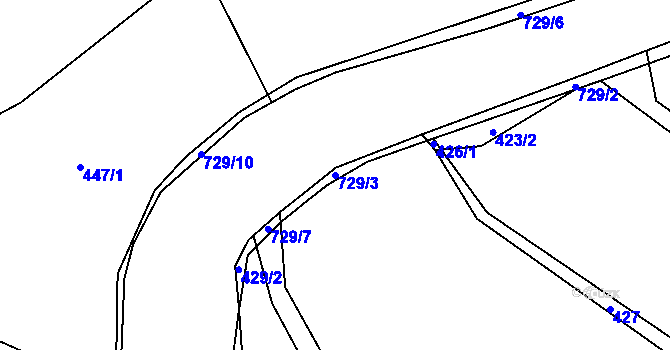 Parcela st. 729/3 v KÚ Vaneč, Katastrální mapa