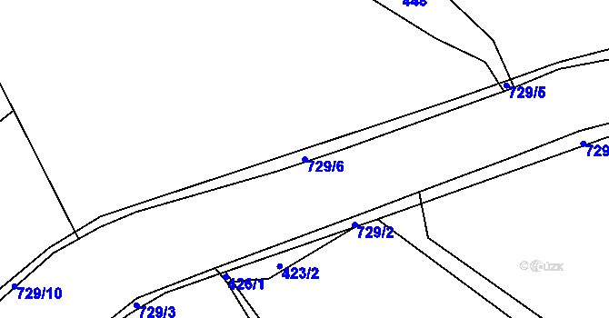 Parcela st. 729/6 v KÚ Vaneč, Katastrální mapa