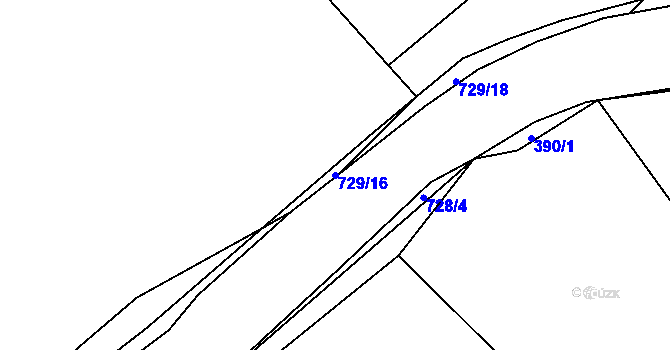 Parcela st. 729/16 v KÚ Vaneč, Katastrální mapa
