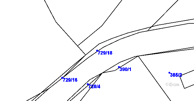 Parcela st. 729/18 v KÚ Vaneč, Katastrální mapa
