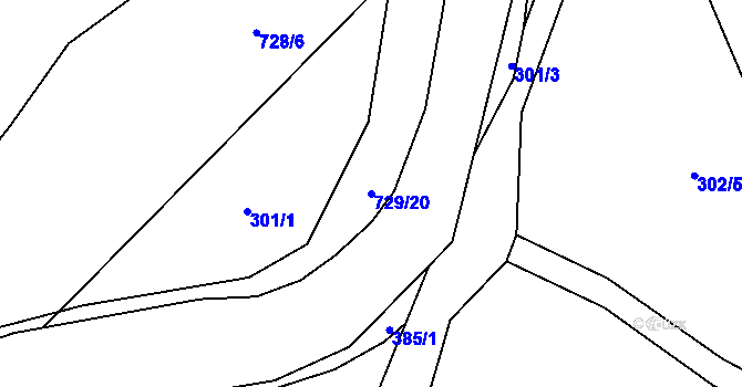 Parcela st. 729/20 v KÚ Vaneč, Katastrální mapa