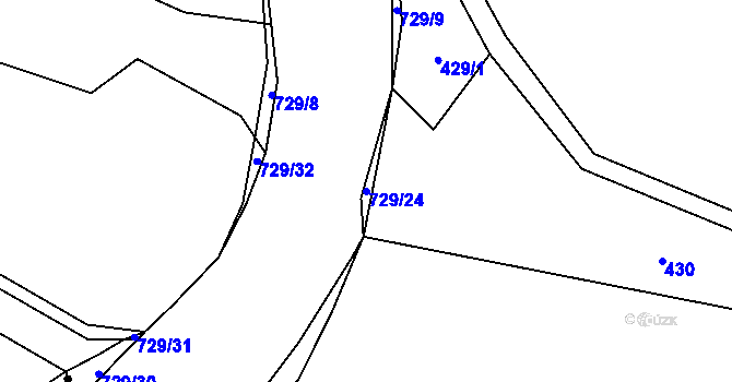 Parcela st. 729/24 v KÚ Vaneč, Katastrální mapa