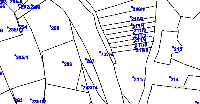 Parcela st. 732/6 v KÚ Vaneč, Katastrální mapa