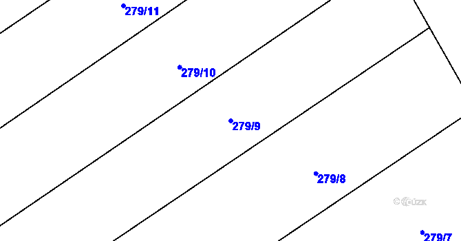 Parcela st. 279/9 v KÚ Vaneč, Katastrální mapa