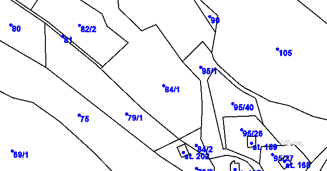 Parcela st. 84/1 v KÚ Vaneč, Katastrální mapa
