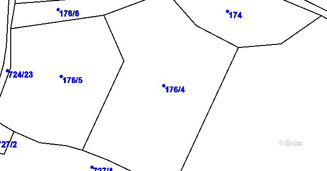 Parcela st. 176/4 v KÚ Vaneč, Katastrální mapa