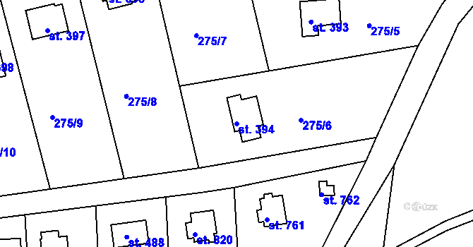 Parcela st. 394 v KÚ Pyšely, Katastrální mapa