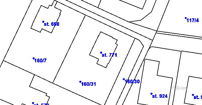 Parcela st. 771 v KÚ Pyšely, Katastrální mapa
