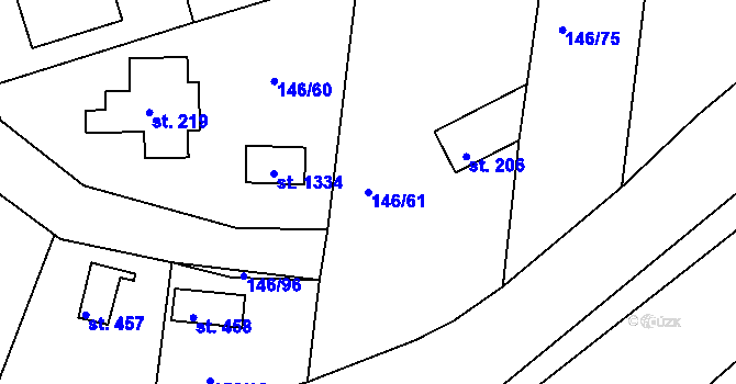 Parcela st. 146/61 v KÚ Pyšely, Katastrální mapa