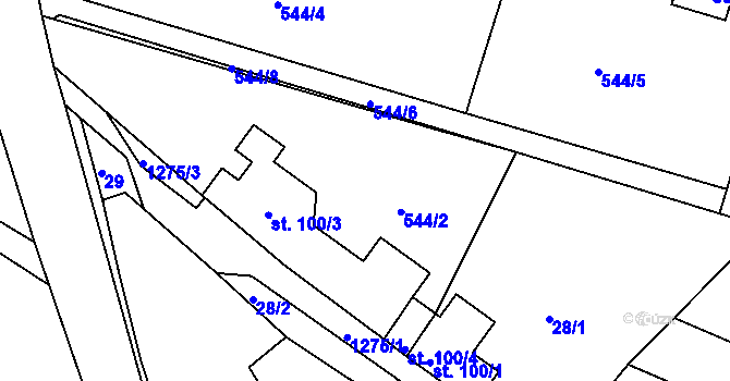 Parcela st. 544/2 v KÚ Pyšely, Katastrální mapa