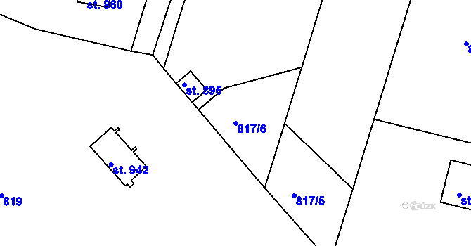 Parcela st. 817/6 v KÚ Pyšely, Katastrální mapa