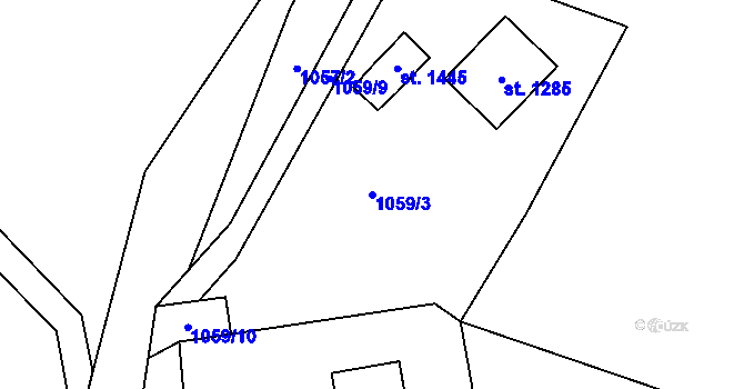 Parcela st. 1059/3 v KÚ Pyšely, Katastrální mapa