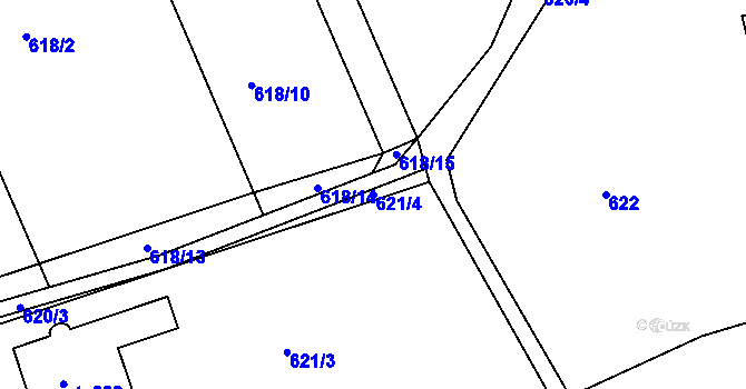Parcela st. 621/4 v KÚ Pyšely, Katastrální mapa