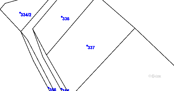 Parcela st. 337 v KÚ Pyšely, Katastrální mapa