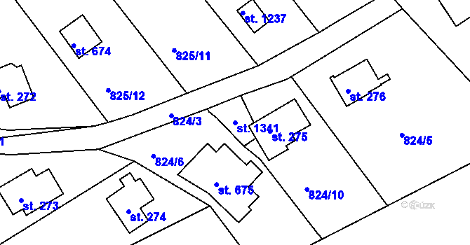 Parcela st. 1341 v KÚ Pyšely, Katastrální mapa