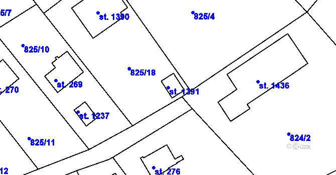 Parcela st. 1391 v KÚ Pyšely, Katastrální mapa