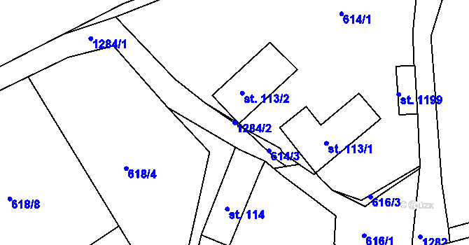 Parcela st. 1284/2 v KÚ Pyšely, Katastrální mapa